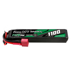 Gens ace 1100mAh 11.1V 25C Airsoft LiPo T-Plug - Buffer Tube Stick Bat