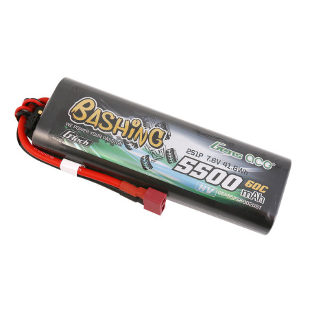 Gens ace G-Tech 5500mAh 7.6V 2S 60C HV LiPo T-Plug - Bashing Series