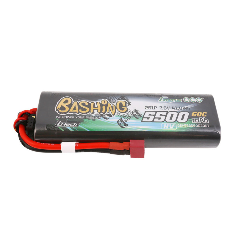 Gens ace G-Tech 5500mAh 7.6V 2S 60C HV LiPo T-Plug - Bashing Series