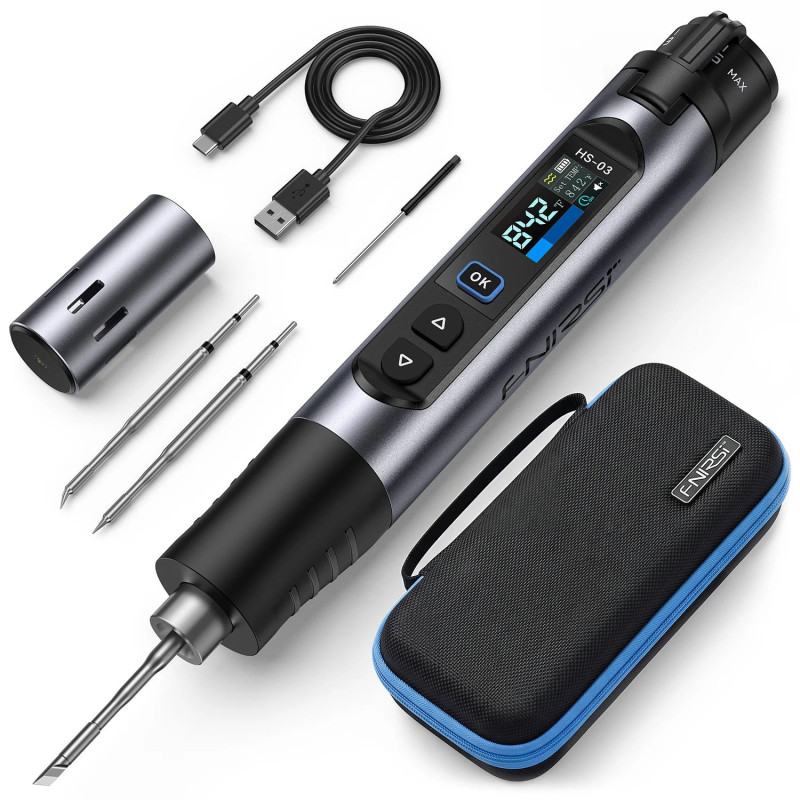 FNIRSI® HS-03 Cordless Soldering Iron 2600mAh USB-C Fast Heating