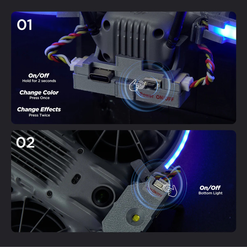 Oświetlenie LED VIFLY Neo2Halo do DJI Neo 2 - 80 LED, 7 kolorów, 7 trybów, USB-C