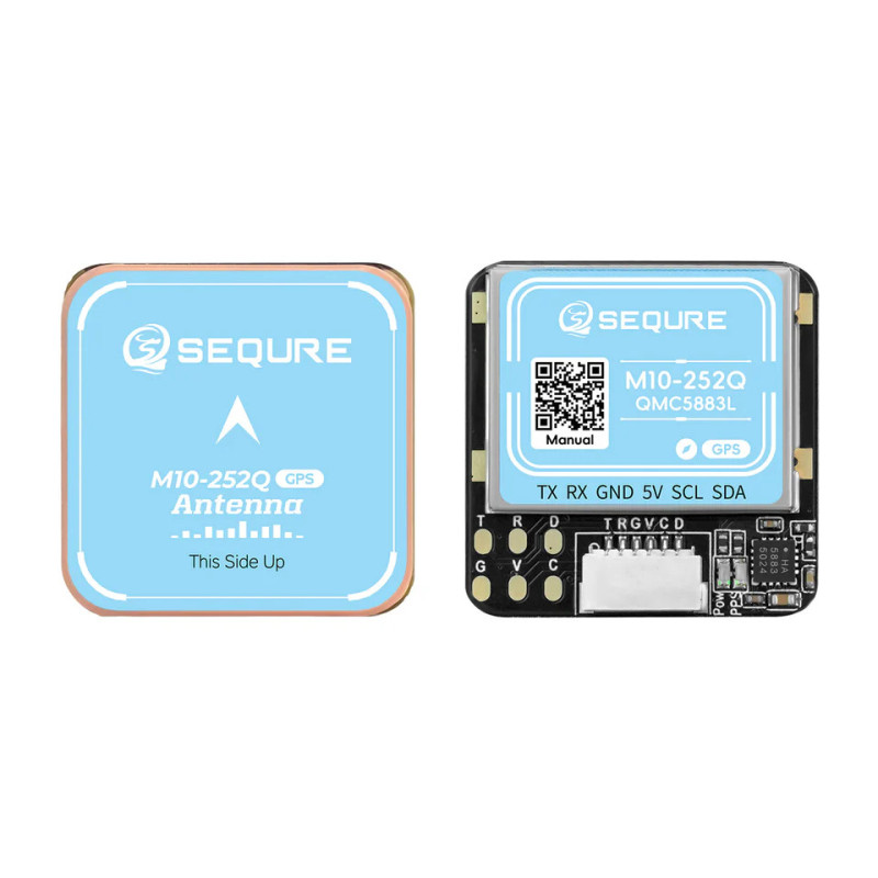 Moduł GPS SEQURE M10-252Q - GPS do drona FPV, QMC5883L, M10050, 25 x 25 mm
