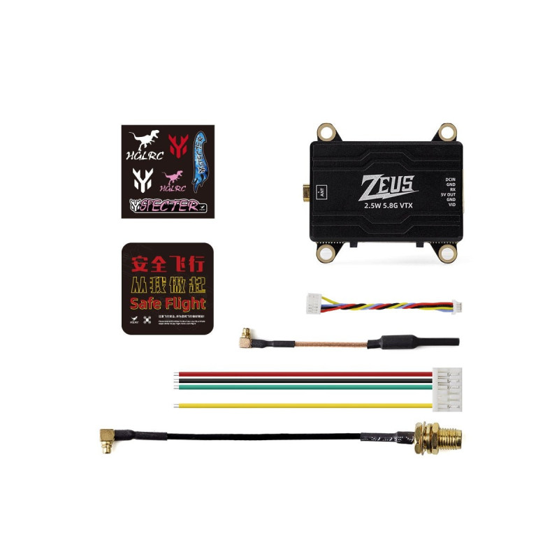Nadajnik VTX HGLRC Zeus 2.5W 5.8G - analogowy VTX FPV 2500mW, IRC Tramp, 2-6S