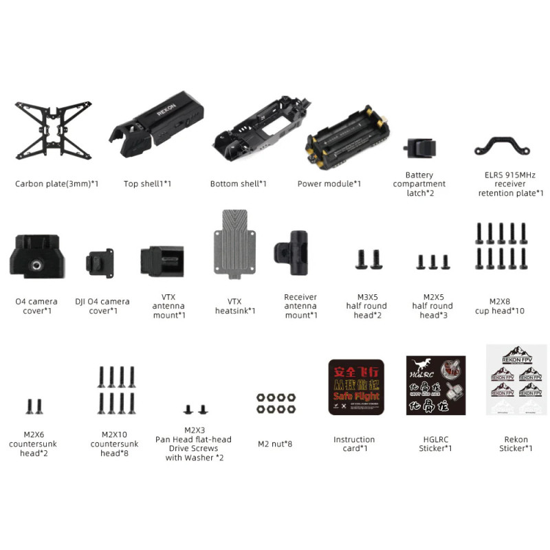 Rama FPV HGLRC Rekon35 V2 - 3.5 cala, karbon 3 mm, long range 2S