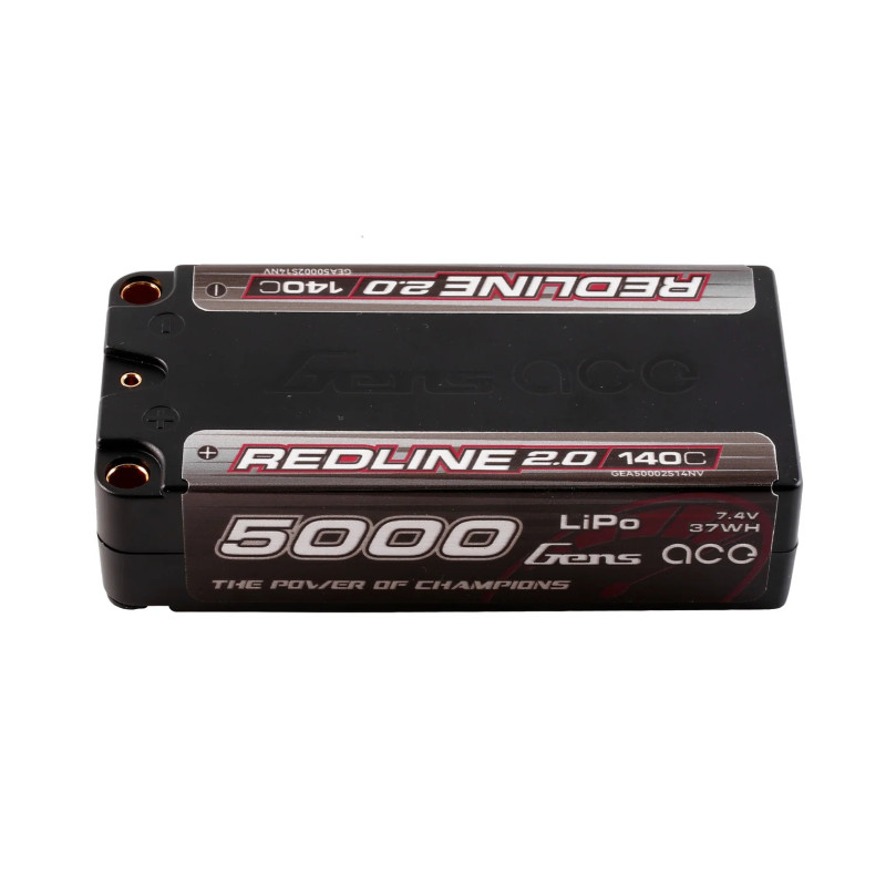 Akumulator LiPo Gens ace Redline 2.0 5000mAh 2S 140C Shorty - Hardcase, złącze 5.0mm bullet