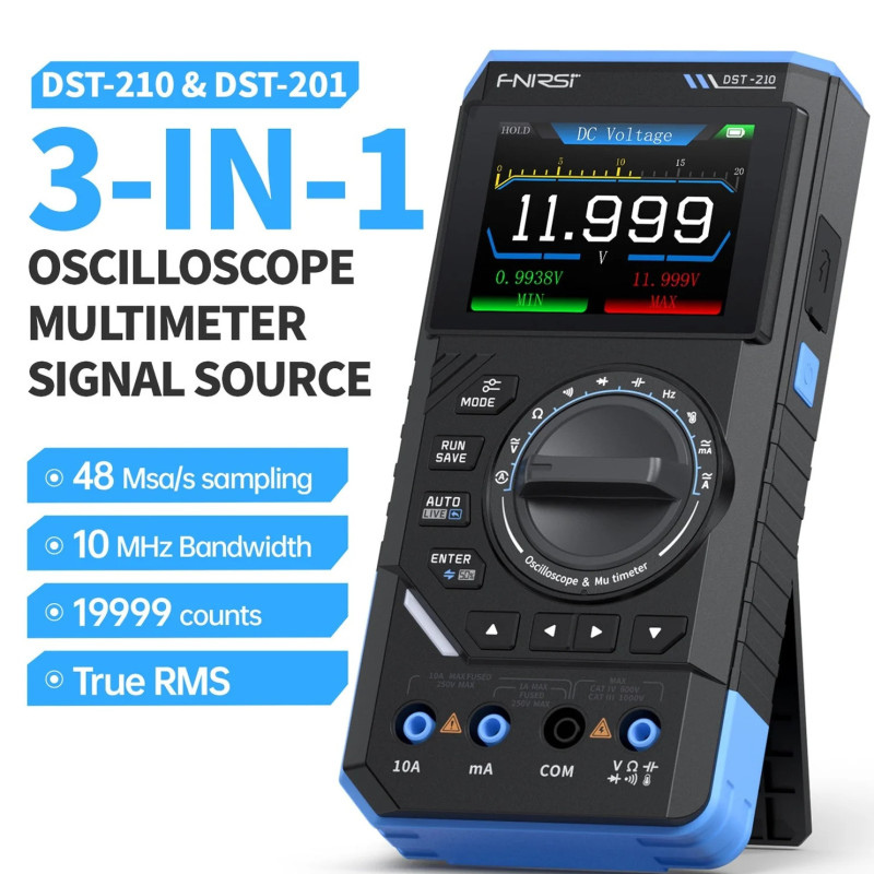 Multimetr cyfrowy 3in1 FNIRSI DST-201 - oscyloskop 1 MHz, generator 10 kHz, True RMS 19999