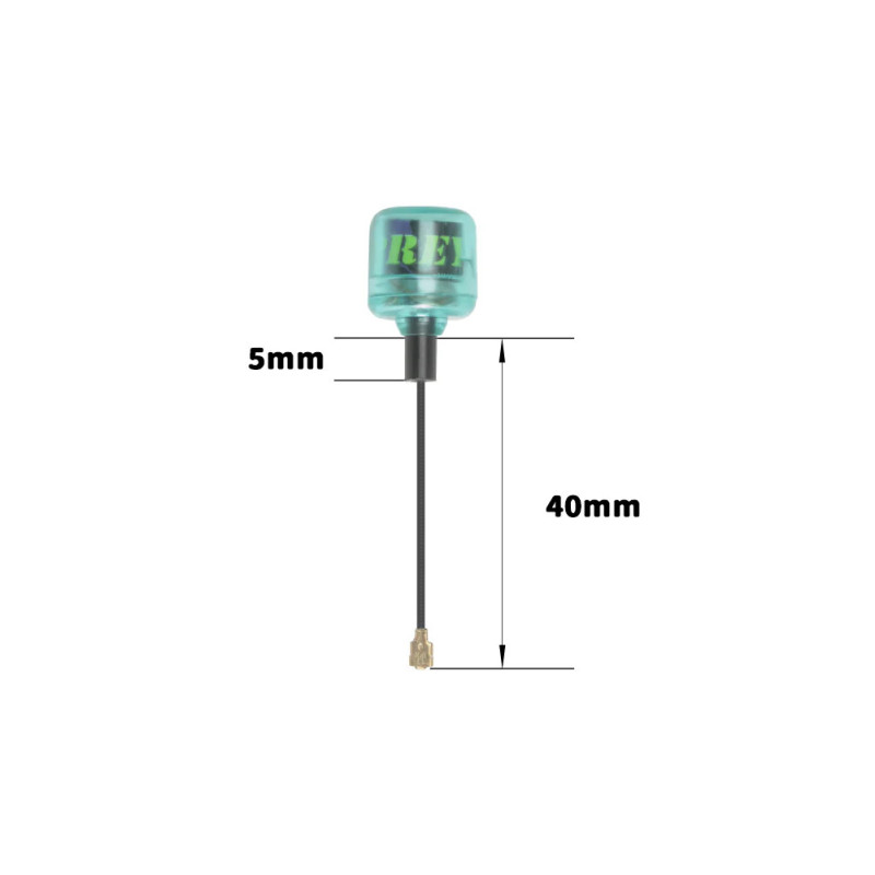 Antena FPV FlyFishRC Osprey 5.8GHz 40 mm - IPEX/UFL, LHCP, stubby, cyjan