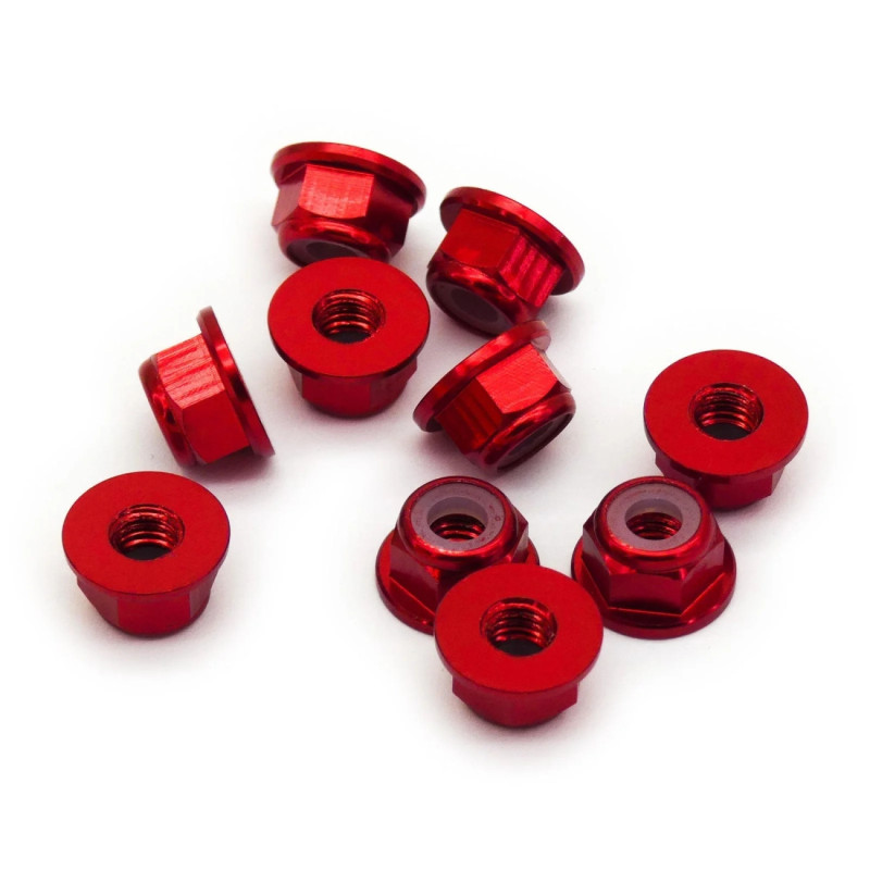 Nakrętki M5 FlyFishRC z kołnierzem - anodowane aluminium, nylon lock nut 20 szt.