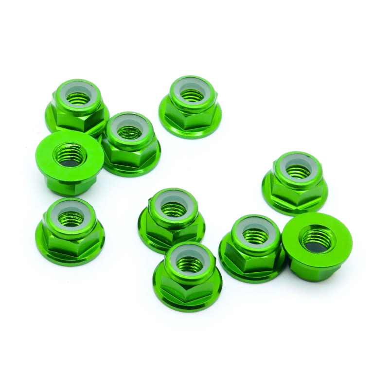 Nakrętki M5 FlyFishRC z kołnierzem - anodowane aluminium, nylon lock nut 20 szt.