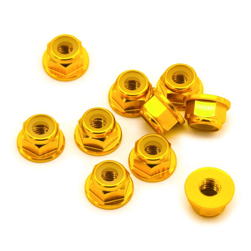 Nakrętki M5 FlyFishRC z kołnierzem - anodowane aluminium, nylon lock nut 20 szt.