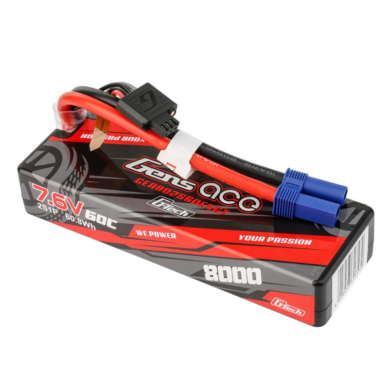 Akumulator LiHV Gens ace G-Tech 8000mAh 2S 60C - Pakiet 7.6V do modeli RC, złącze EC5