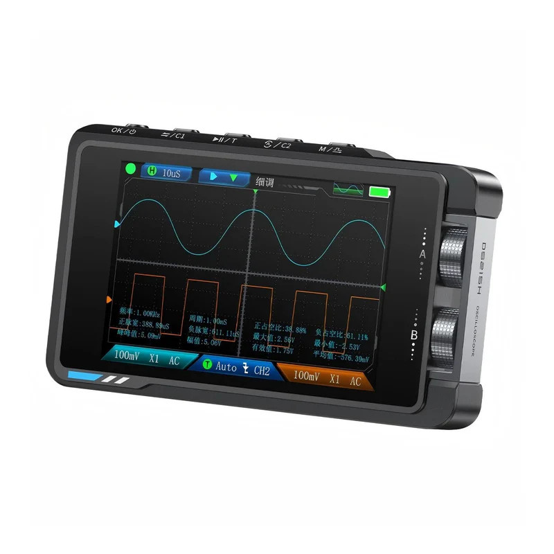 Oscyloskop cyfrowy FNIRSI DS215H 2w1 - 2 kanały 50 MHz, 250 MSa/s, generator DDS 50 kHz