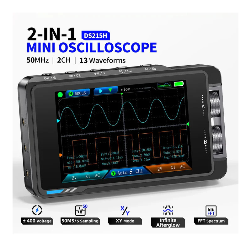 Oscyloskop FNIRSI DS215H 2-kanałowy 50MHz | Avifly