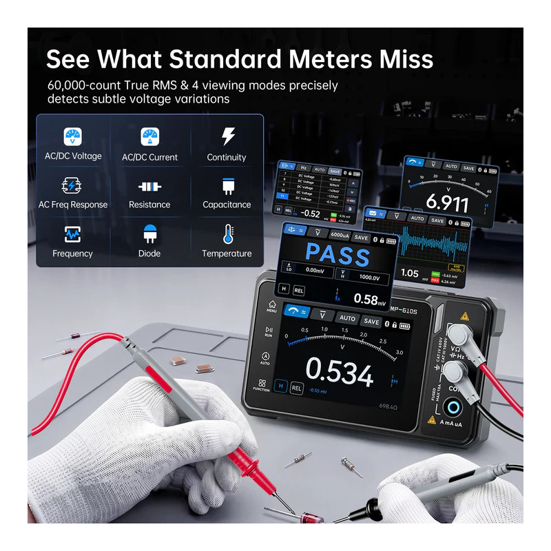Multimetr FNIRSI TMP-600 True RMS 60000 USB-C | Avifly