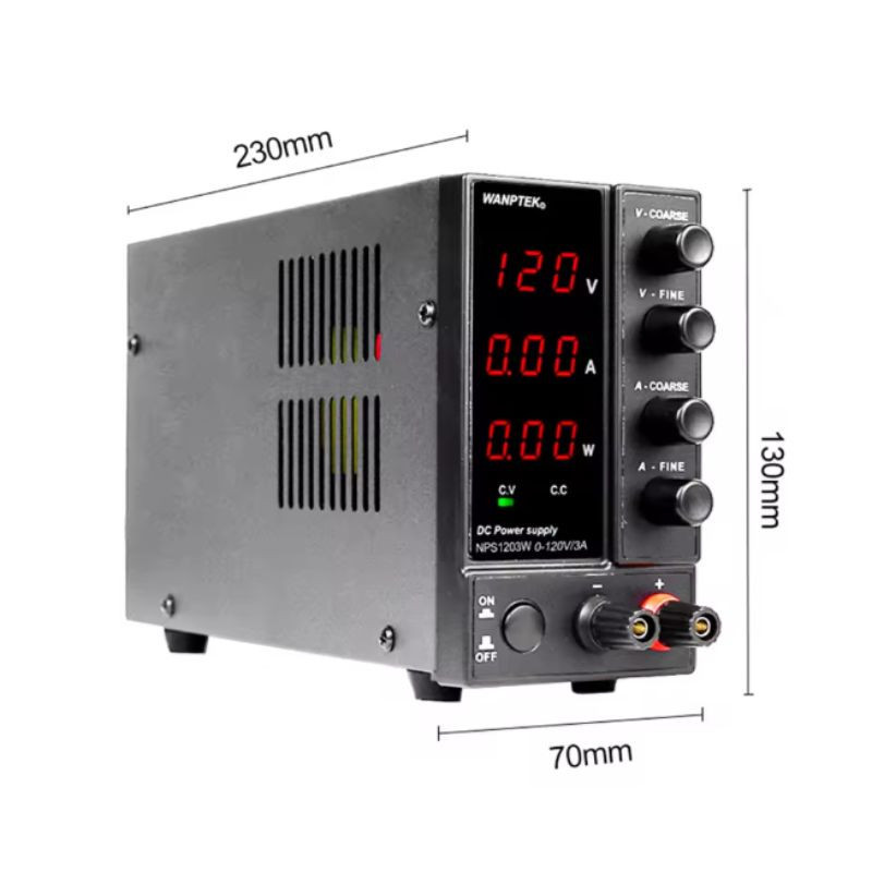 Zasilacz laboratoryjny WANPTEK NPS1203W - regulowany 0-120 V, 0-3 A, 360 W, CV/CC