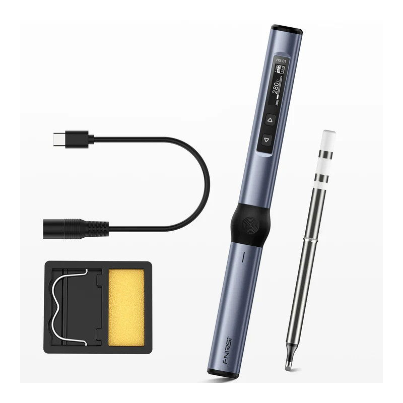 Lutownica FNIRSI HS-01 96W USB-C - przenośna stacja lutownicza 80-420C, grot BC2, niebieska