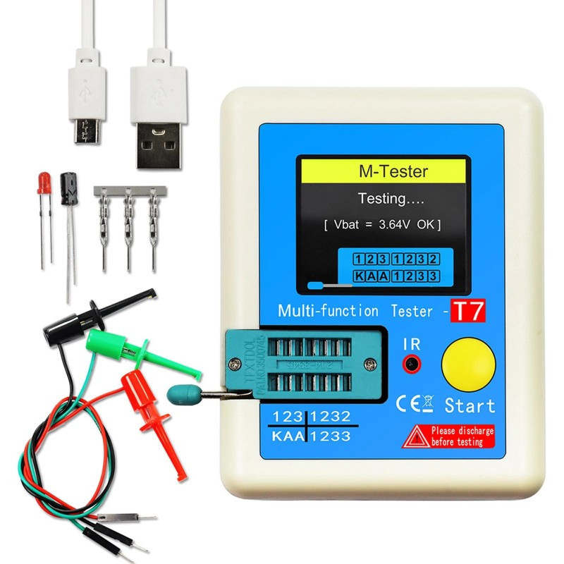 Tester elementów LCR FNIRSI LCR-T7 - tester tranzystorów, 50 MOhm, 100 mF, 20 H