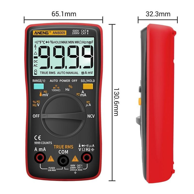 Multimetr ANENG AN8009 True RMS 9999 NCV 10A | Avifly