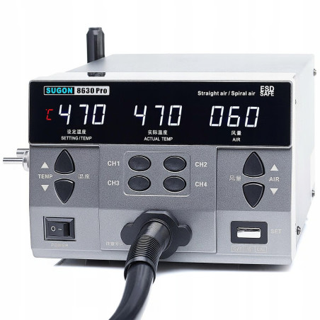 Stacja lutownicza Hot Air SUGON 8630 Pro - 1300W, 100-500C, nadmuch do 200 l/min