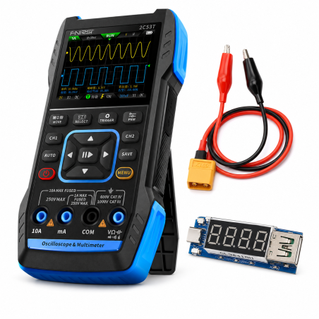 Zestaw pomiarowy FNIRSI 2C53T 3w1 - oscyloskop 50MHz, tester USB-C PD, przewód XT60