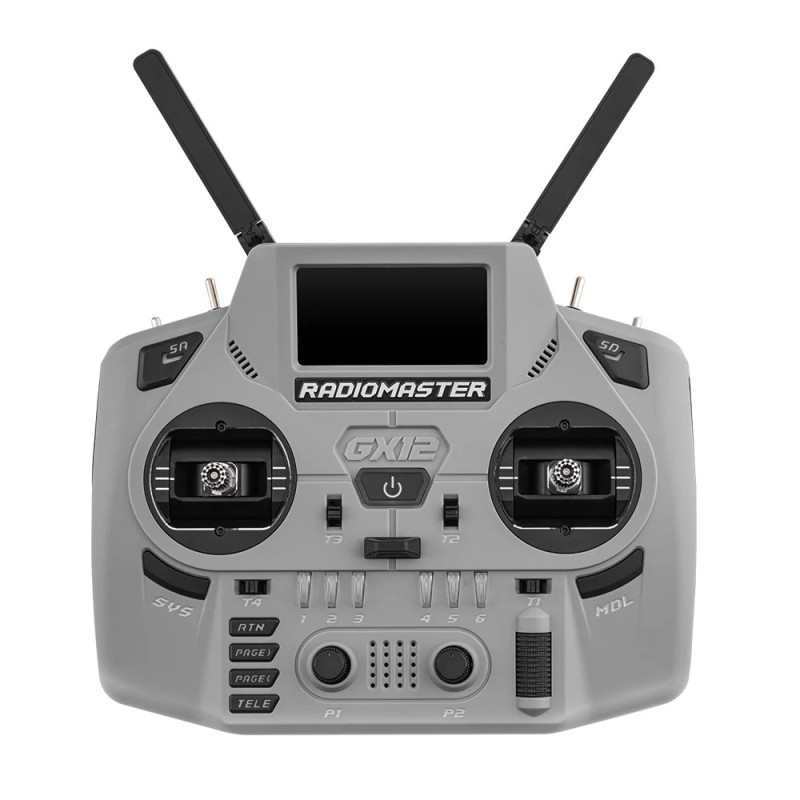 Zestaw aparatury RC RadioMaster GX12 Crush Grey ELRS - Multi-Stand + anteny UFL 65/95 mm