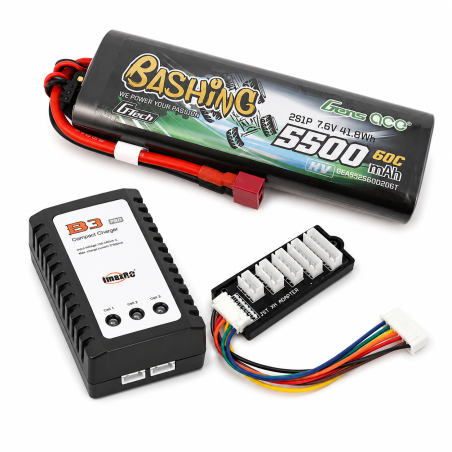 Zestaw zasilania RC Gens ace G-Tech 5500mAh 2S HV 60C - B3AC, adapter JST-XH, T-Plug