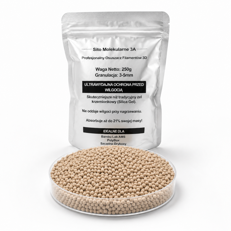 Sito molekularne 3A Avifly 250 g - osuszacz do filamentu 3D, granulat 3-5 mm