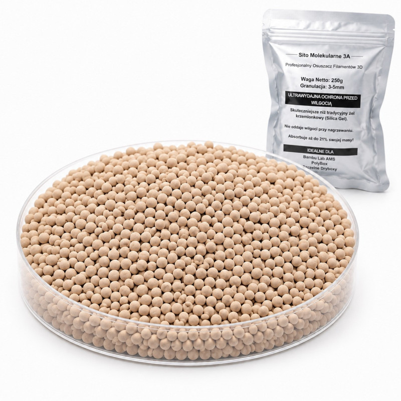 Sito molekularne 3A Avifly 250 g - osuszacz do filamentu 3D, granulat 3-5 mm