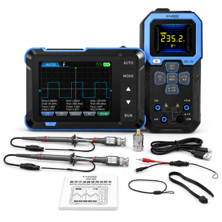 Zestaw pomiarowy FNIRSI DSO-153 High Profile + DMT-99 + 2x P6100 - oscyloskop 1MHz, multimetr True RMS