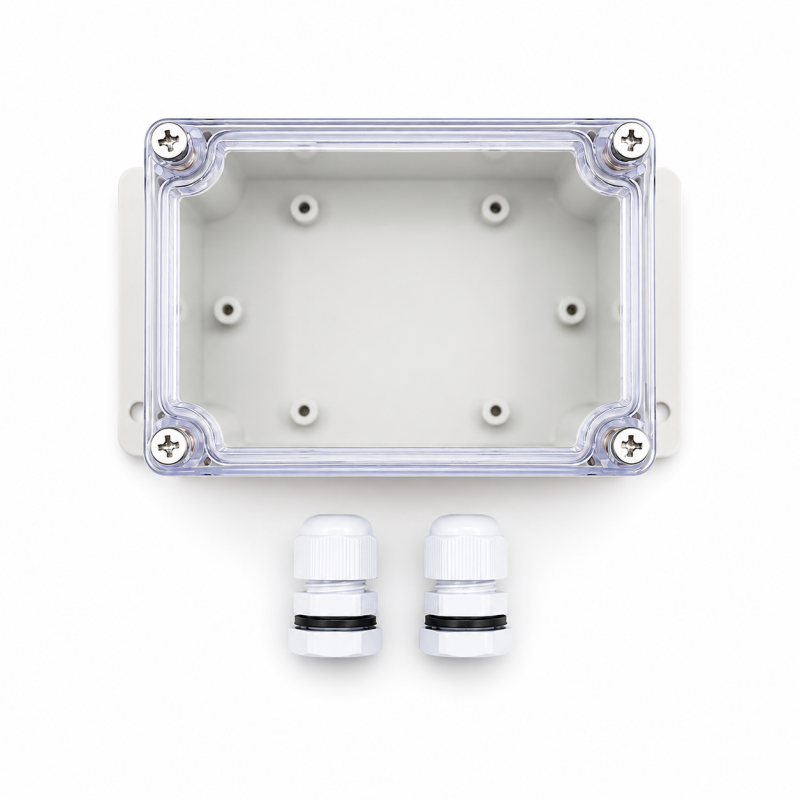 Puszka instalacyjna Avifly IP65 100x68x50 mm - przezroczysta pokrywa, 2 dławnice PG7