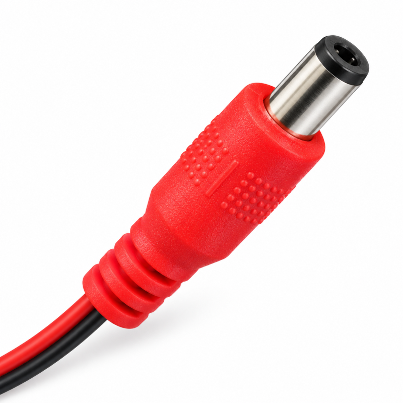 Przewód zasilający DC z wtykiem męskim - kabel 2-żyłowy 1 m, czerwono-czarny