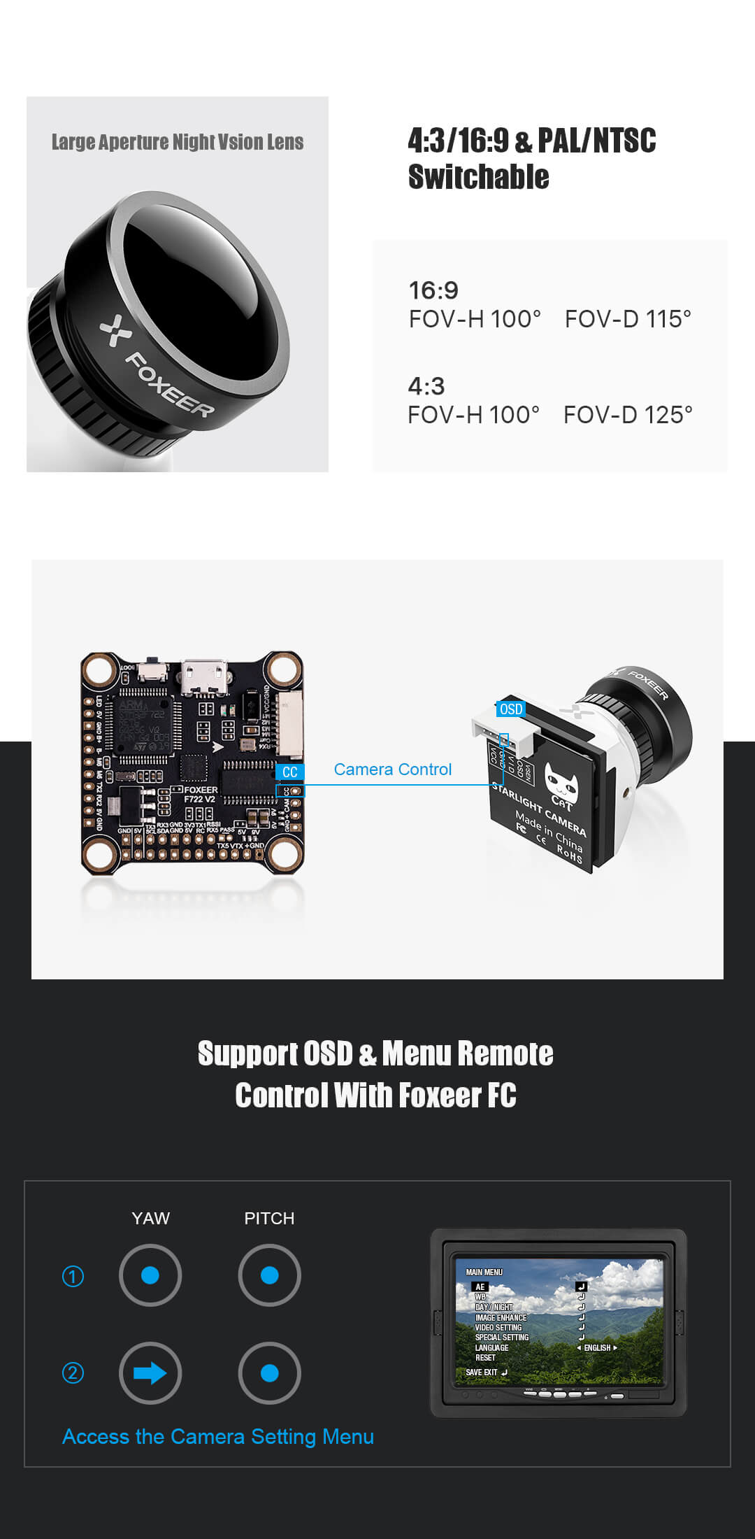 Foxeer Cat 3 camera for FPV drone with camera