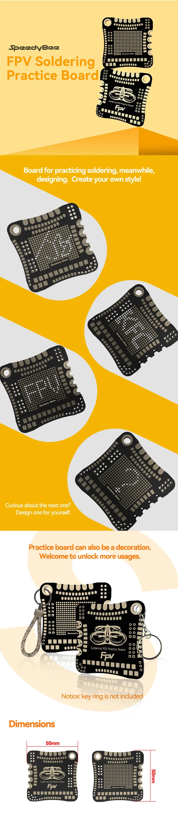Training board for mastering precision soldering on PCBs